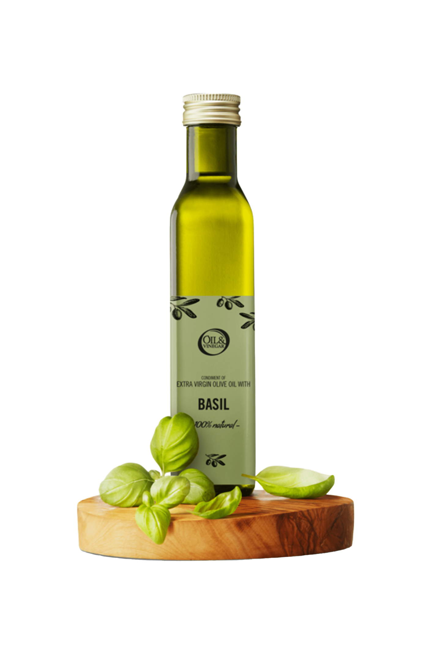 Extra virgin olive oil with basil